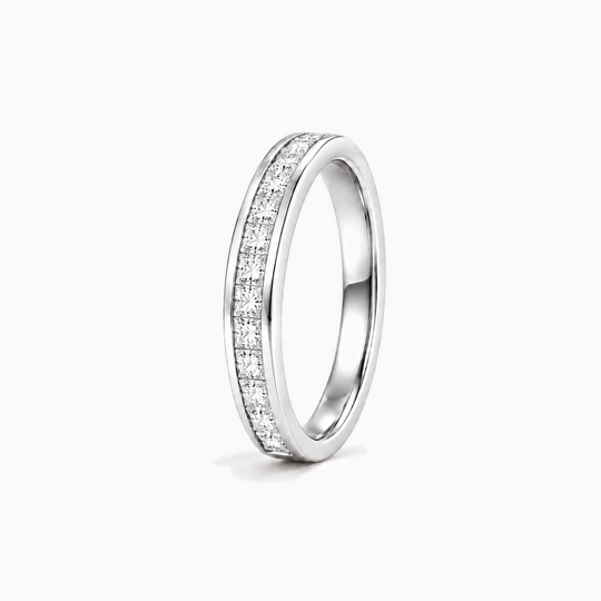 033Ct Half Channel Princess Cut Diamond Ring White Gold Standing