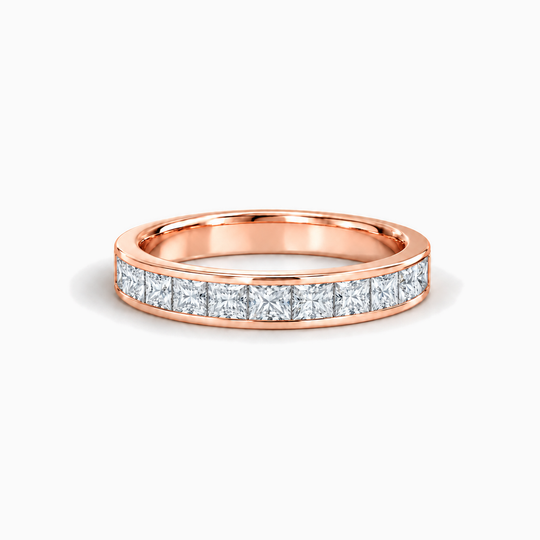 150Ct Half Channel Princess Cut Diamond Ring Rose Gold Lying