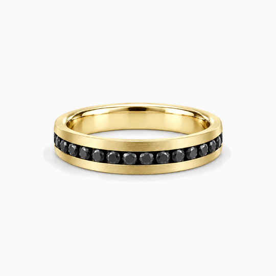 Black Diamond Channel Ring 18K Yellow Gold 01 Lying