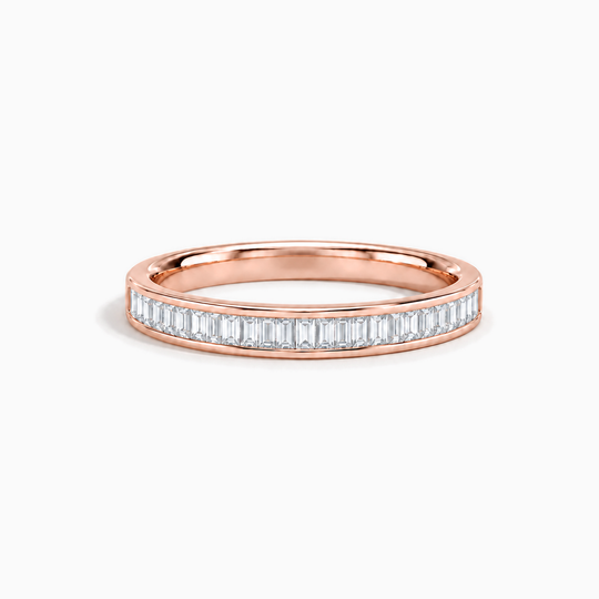 040Ct Half Channel Baguette Diamond Ring Rose Gold Lying