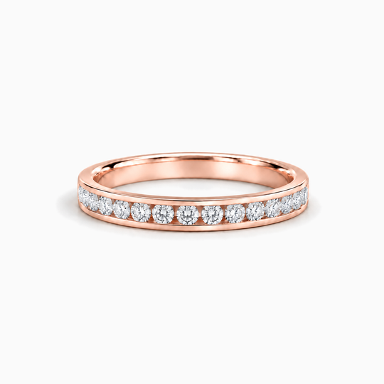 100Ct Full Channel Round Diamond Ring Rose Gold Lying
