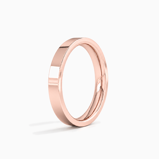 Womens 3Mm Flat Court Wedding Ring Rose Gold Standing