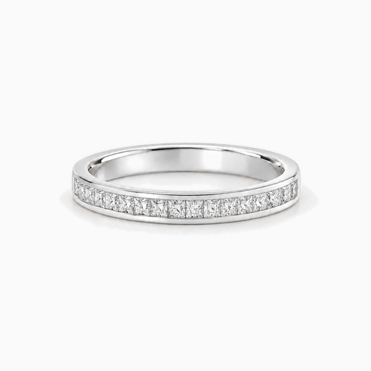 050Ct Half Channel Princess Cut Diamond Ring White Gold Lying