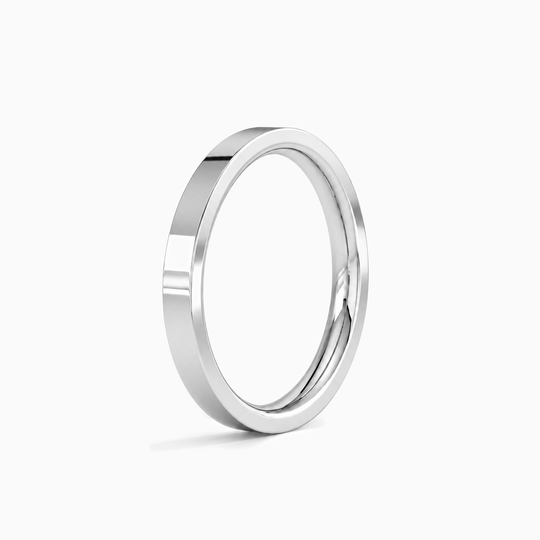 Womens 2.5Mm Heavy Weight Flat Court Wedding Ring White Gold Standing
