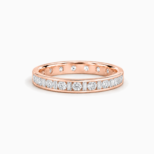 100Ct Full Channel Dot Dash Diamond Ring Rose Gold Lying