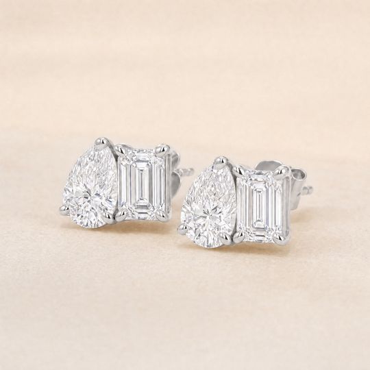 Toi Pear Diamond Studs White Gold Lifestyle