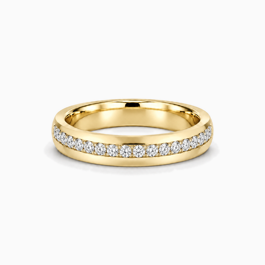 Diamond Split Wedding Ring 18K Yellow Gold 01 Lying