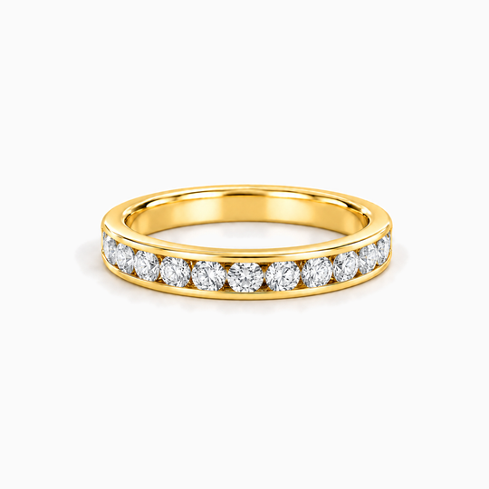 150Ct Half Channel Round Diamond Ring Yellow Gold Lying