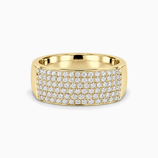 Mens Block Pave Diamond Ring 18K Yellow Gold 01 Lying