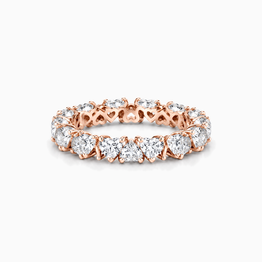 Fullset Heart Cut Lab Grown Diamond Eternity Ring 18K Rose Gold 01 Flat