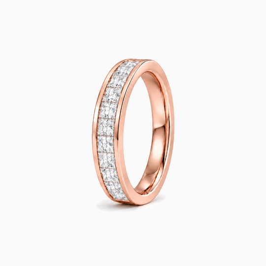 200Ct Half Channel Princess Cut Diamond Ring Rose Gold Standing