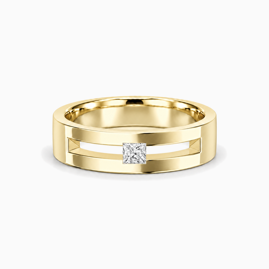 Princess Cut Diamond Gap Tension Ring 18K Yellow Gold 01 Lying