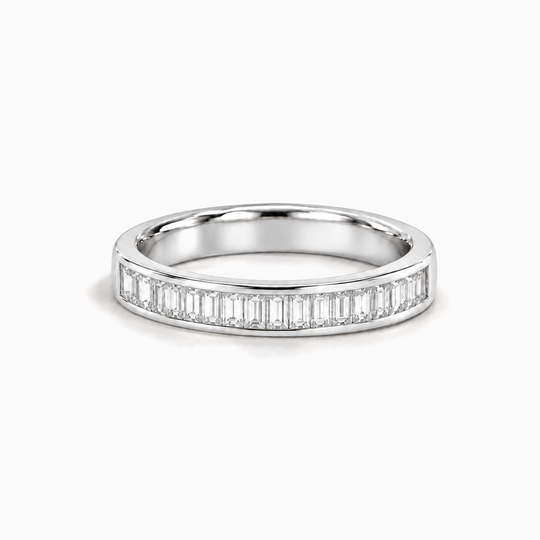 075Ct Half Channel Baguette Diamond Ring White Gold Lying