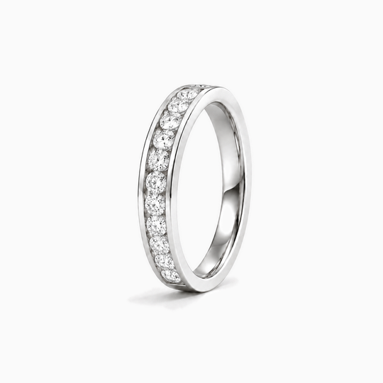 075Ct Half Channel Round Diamond Ring White Gold Standing