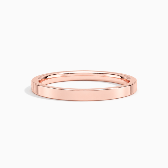 Womens 2Mm Flat Court Wedding Ring Rose Gold Lying