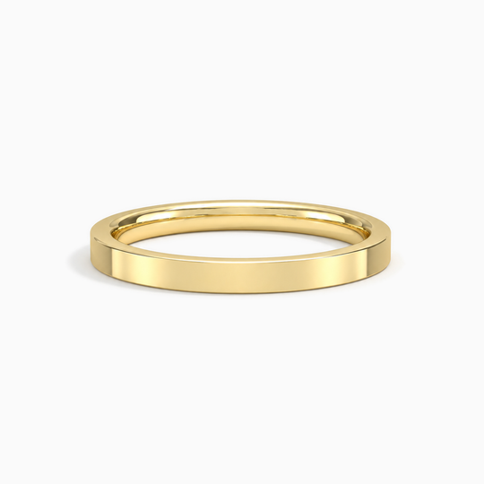Womens 2.5Mm Flat Court Wedding Ring Yellow Gold Lying
