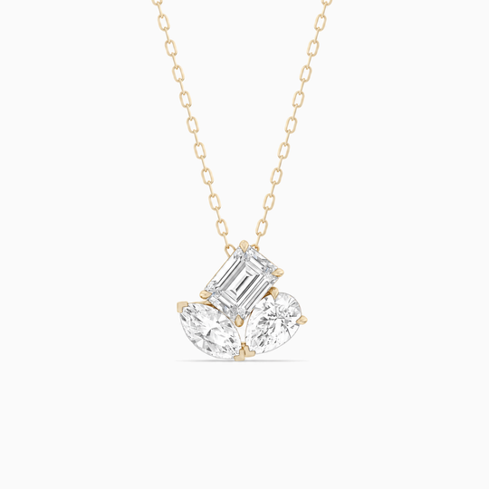 Toi Et Moi Cluster Diamond Necklace Yellow 01