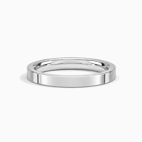 Womens 2.5Mm Heavy Weight Flat Court Wedding Ring White Gold Lying