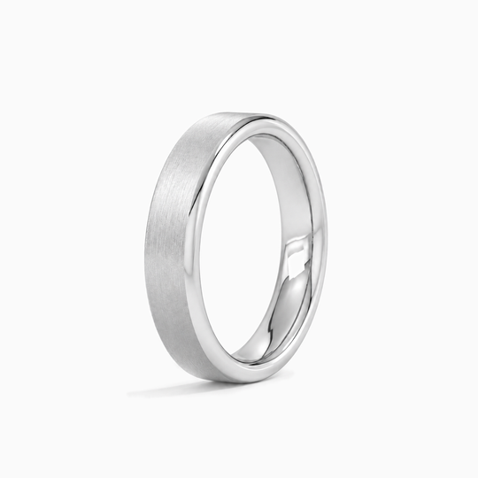 Womens 4Mm Heavy Weight Flat Court Matt Finish Wedding Ring Platinum Standing