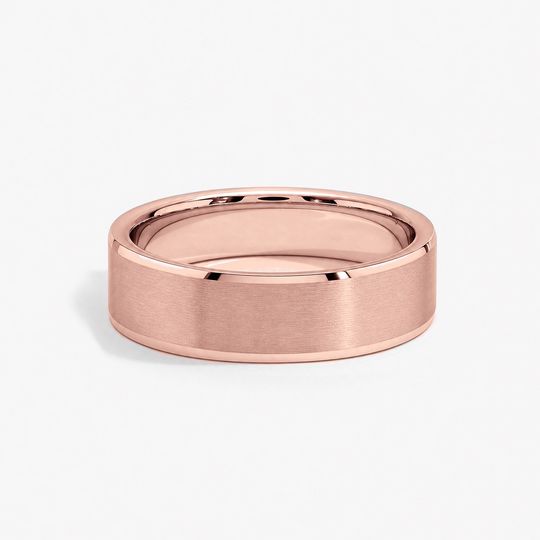 Bevelled 6Mm 18K Rose Gold Matte 01 Flat