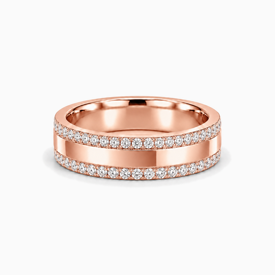 Princess Cut Double Diamond Channel Ring 18K Rose Gold 01 Lying