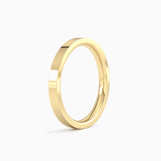 Womens 2.5Mm Heavy Weight Flat Court Wedding Ring Yellow Gold Standing