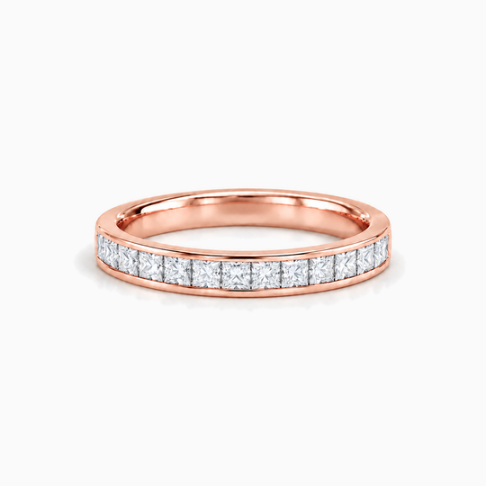 075Ct Half Channel Princess Cut Diamond Ring Rose Gold Lying
