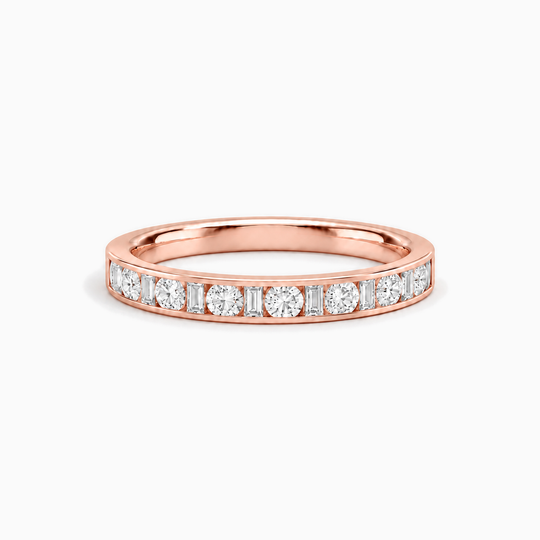050Ct Half Channel Dot Dash Diamond Ring Rose Gold Lying