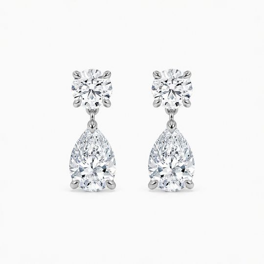 Raindrop Diamond Earrings White Front