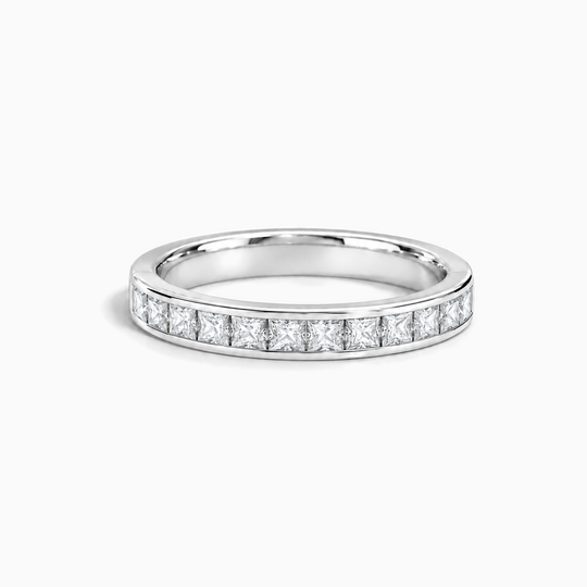 100Ct Half Channel Princess Cut Diamond Ring White Gold Lying