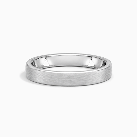 Womens 4Mm Heavy Weight Flat Court Matt Finish Wedding Ring Platinum Lying