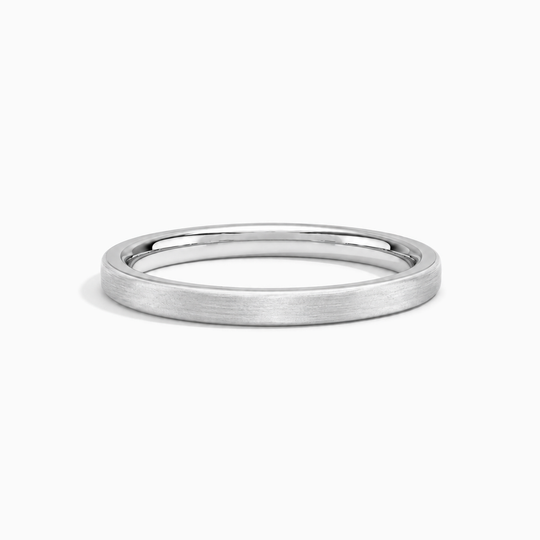 Womens 2Mm Flat Court Matt Finish Wedding Ring Platinum Lying