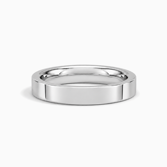 Womens 4Mm Heavy Weight Flat Court Wedding Ring Platinum Lying