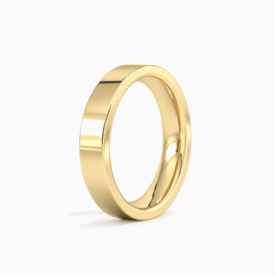 Womens 4Mm Flat Court Wedding Ring Yellow Gold Standing
