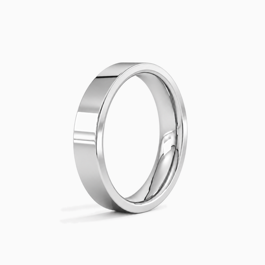 Womens 4Mm Heavy Weight Flat Court Wedding Ring Platinum Standing