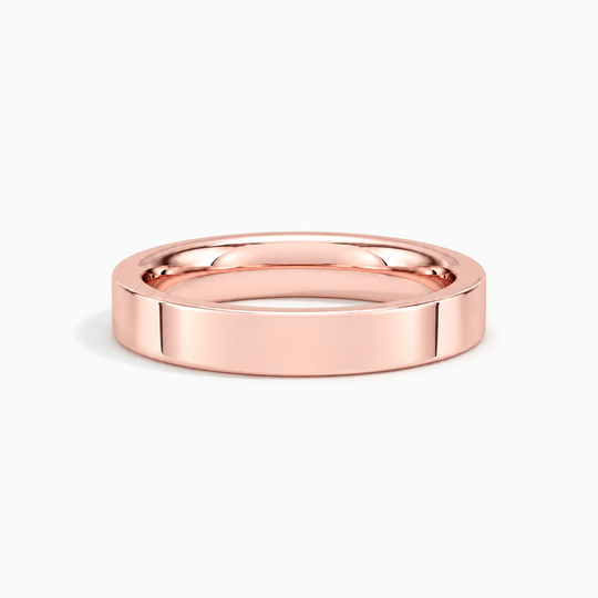 Womens 4Mm Heavy Weight Flat Court Wedding Ring Rose Gold Lying