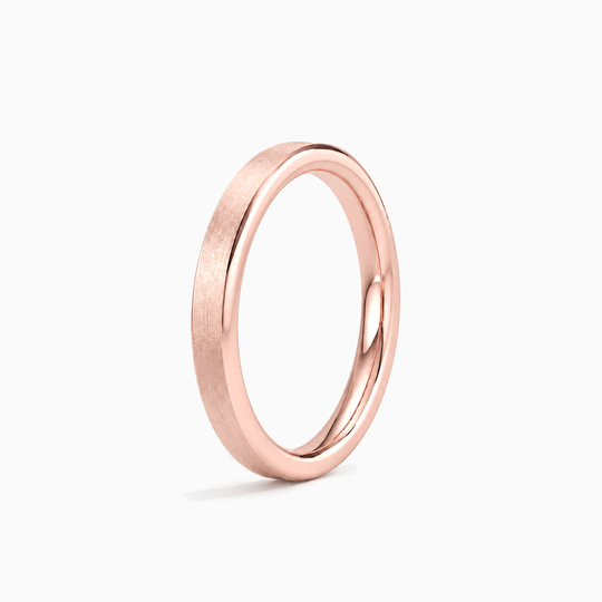 Womens 2.5Mm Flat Court Matt Finish Wedding Ring Rose Gold Standing