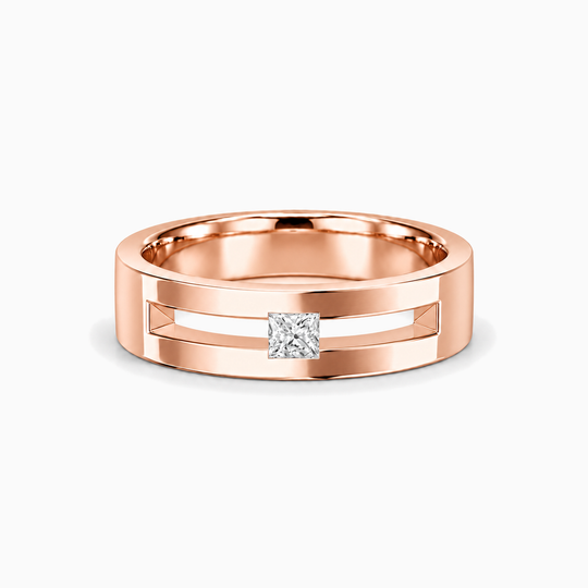 Princess Cut Diamond Gap Tension Ring 18K Rose Gold 01 Lying