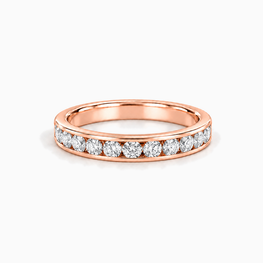 150Ct Half Channel Round Diamond Ring Rose Gold Lying