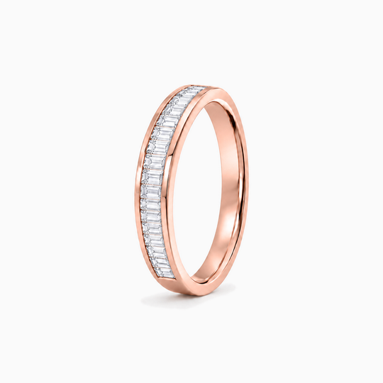 040Ct Half Channel Baguette Diamond Ring Rose Gold Standing