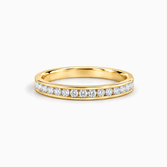 050Ct Half Channel Round Diamond Ring Yellow Gold Lying