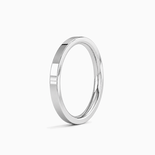 Womens 2Mm Flat Court Wedding Ring White Gold Standing
