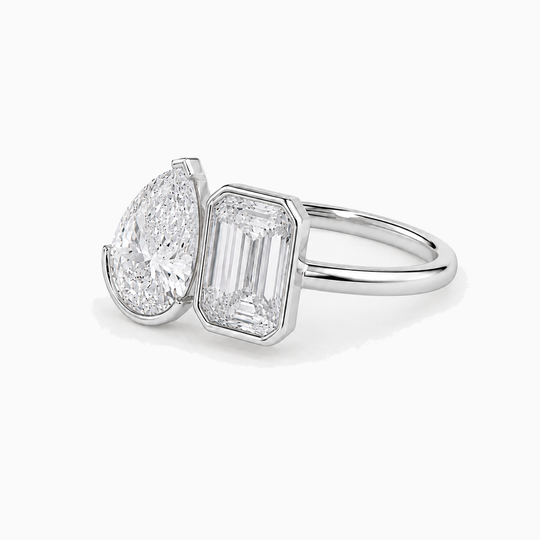 Toi Et Moi Bezel Emerald And Pear Cut Diamonds Platinum 02