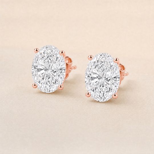 Oval Diamond Studs Rose Gold Lifestyle