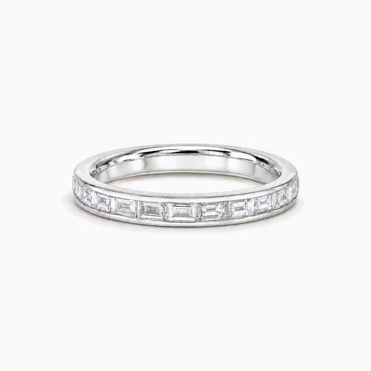 050Ct End To End Lab Grown Baguette Diamond Ring White Gold Lying