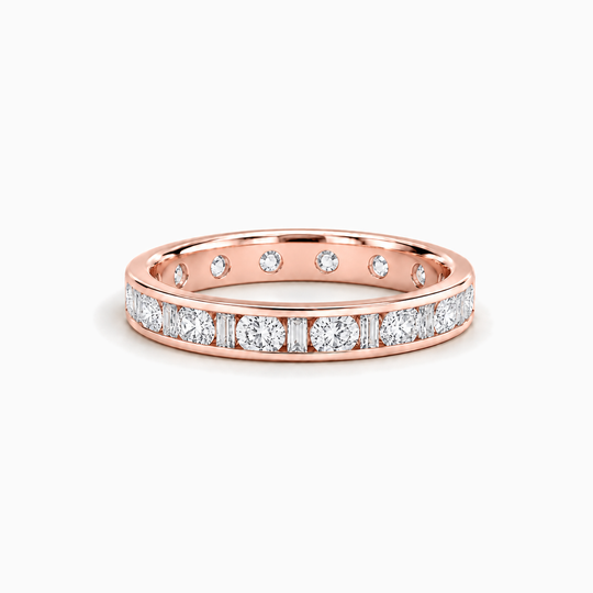 150Ct Full Channel Dot Dash Diamond Ring Rose Gold Lying