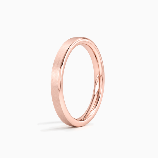 Womens 2Mm Heavy Weight Flat Court Matt Finish Wedding Ring Rose Gold Standing