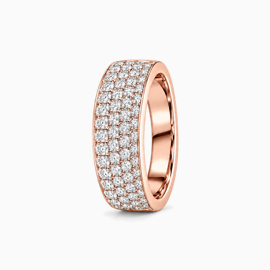 Mens Diamond Pave Ring 18K Rose Gold 02 Standing