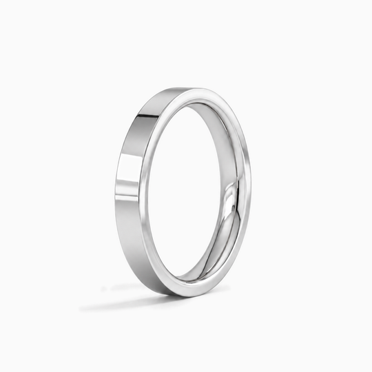 Womens 3Mm Heavy Weight Flat Court Wedding Ring Platinum Standing