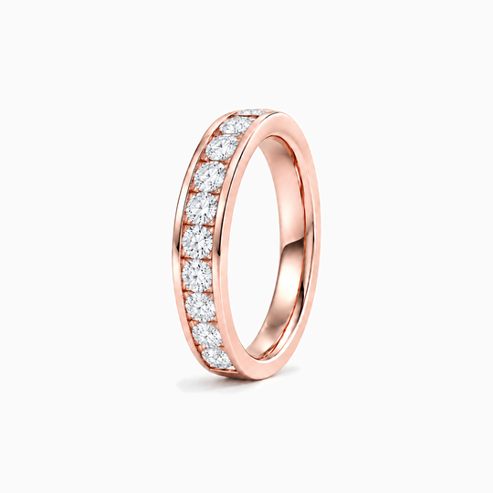 200Ct Half Channel Round Diamond Ring Rose Gold Standing